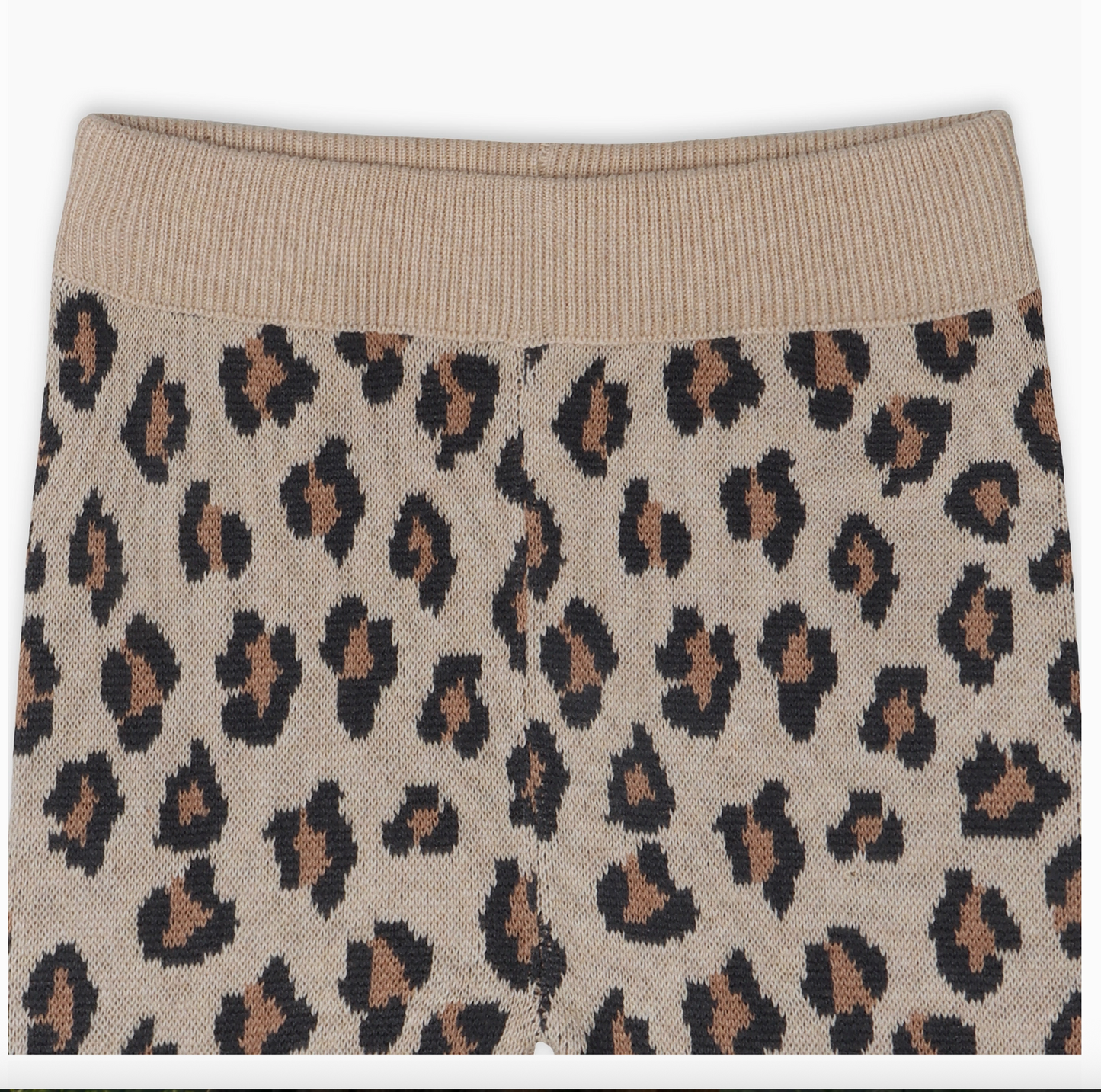 Leopard Jacquard Knit Baby Pocket Pants - Oatmeal Heather