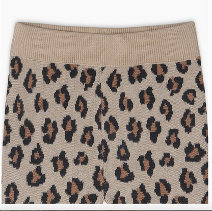 Leopard Jacquard Knit Baby Pocket Pants - Oatmeal Heather