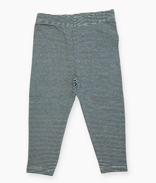 Rib Knit Strip Baby Legging Pants - Navy Blue Stripe
