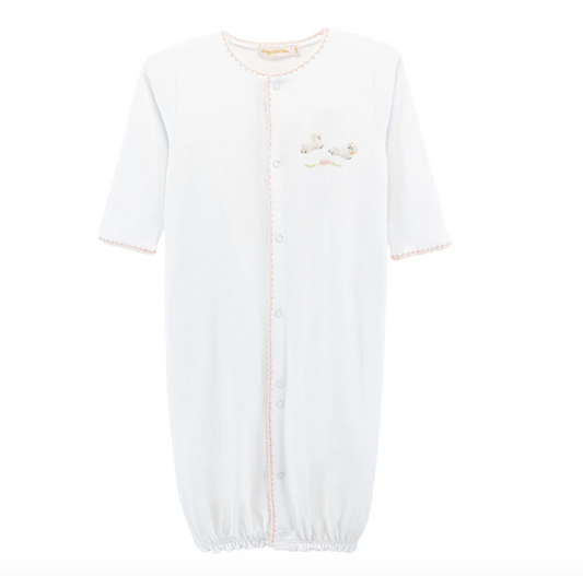 Baby Lambs Converter Gown w/Pink Crochet Trim