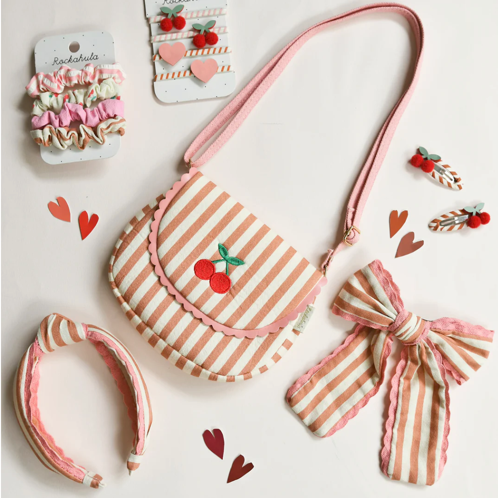 Stripy Cherry Scallop Bag