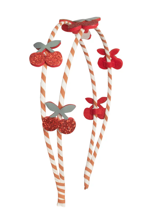 Stripy Cherry Double Headband