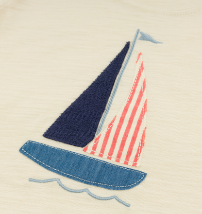 Sailboat Raw Edge Short Sleeve T Shirt