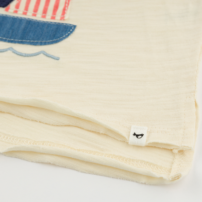 Sailboat Raw Edge Short Sleeve T Shirt