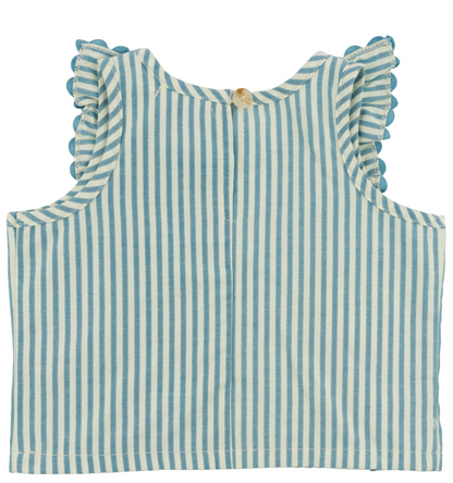 Cabana Lola Blouse Millie Ruffle- Faded Ocean