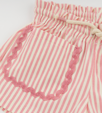 Cabana Ric Rac Libby Pocket Shorts- Faded Pink