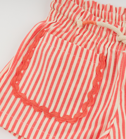 Cabana Ric Rac Libby Pocket Shorts- Faded Red