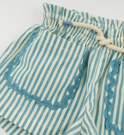 Cabana Ric Rac Libby Pocket Shorts- Faded Ocean