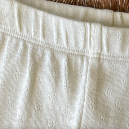 Pointelle Knit Stretch Baby Legging Pants - Natural