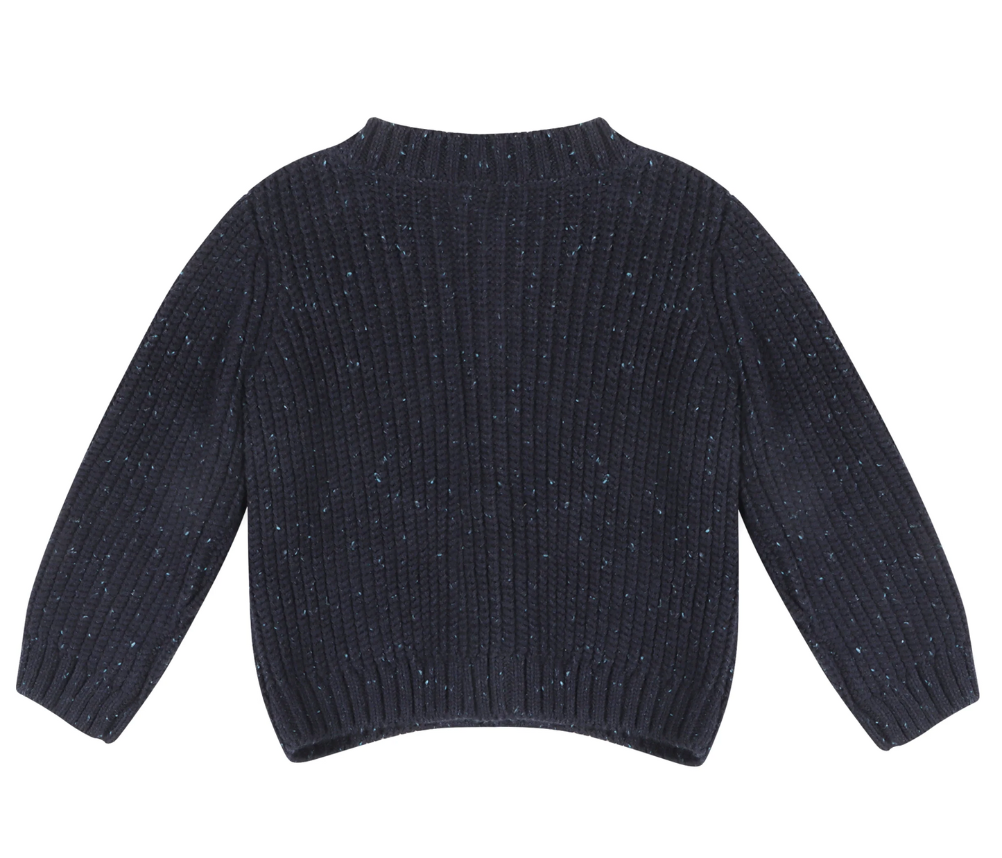 Classic Chunky Knit Button Sweater Cardigan - Speckled Navy