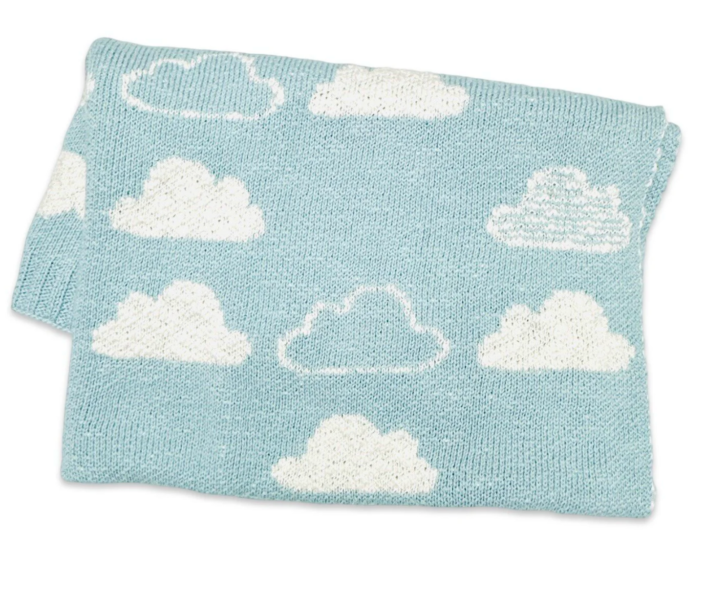 Cloud - Organic Jacquard Sweater Knit Baby Blanket - Baby Blue