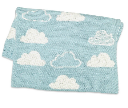 Cloud - Organic Jacquard Sweater Knit Baby Blanket - Baby Blue