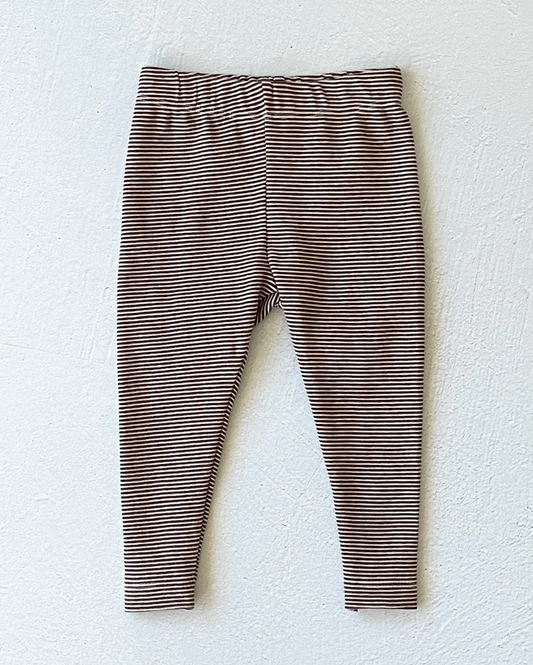 Rib Knit Stripe Baby Legging Pants - Dark Brown Stripe