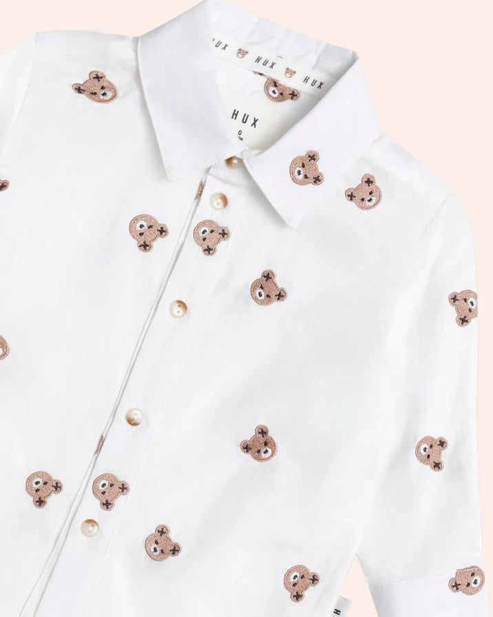 Long Sleeve Huxbear Button Up Crisp White