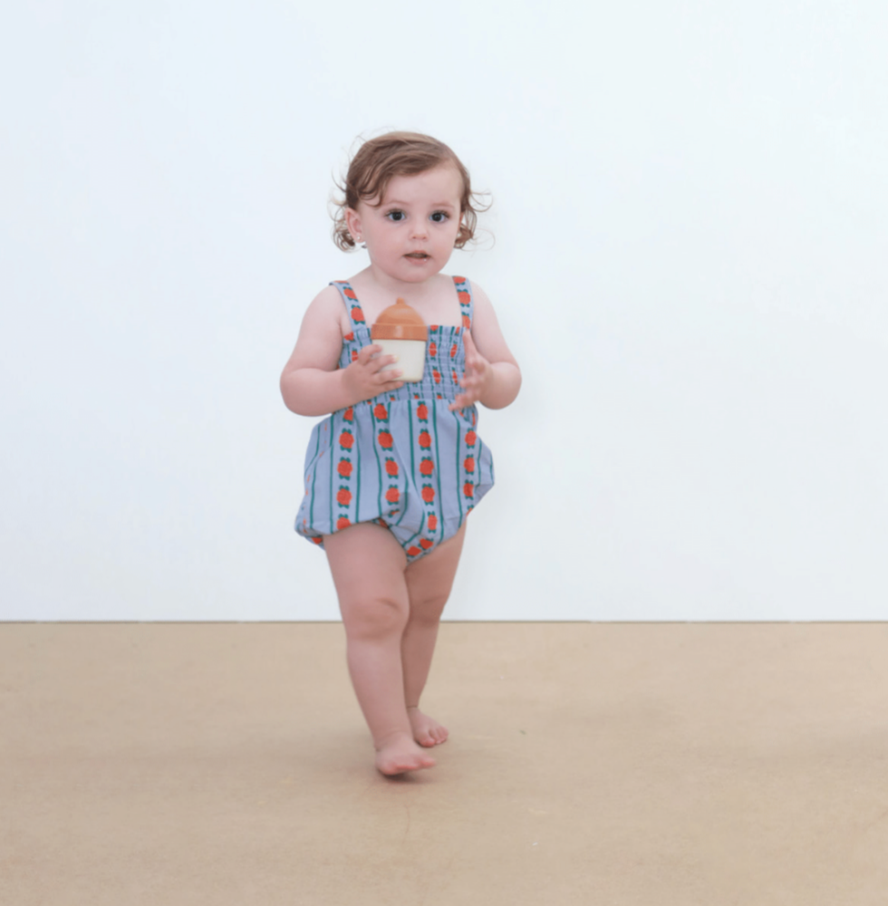 Rose Pattern Body Washed Blue