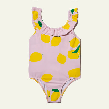 Recycled Swim Lemons Kid Ruffle One Piece