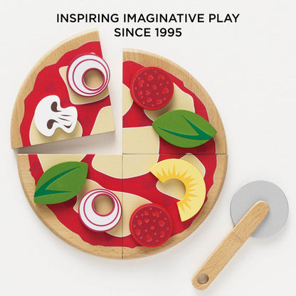 Wooden Pizza & Toppings with Slice Cutter