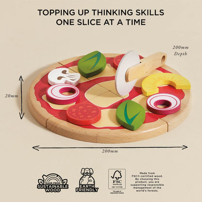 Wooden Pizza & Toppings with Slice Cutter
