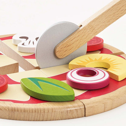 Wooden Pizza & Toppings with Slice Cutter