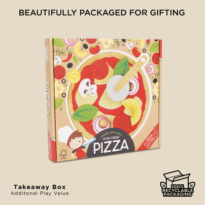 Wooden Pizza & Toppings with Slice Cutter