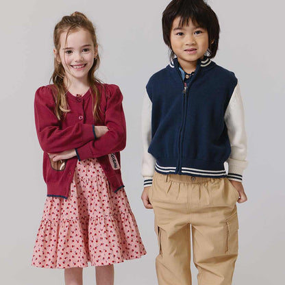 Girls Peachy Dress-pink tiny roses