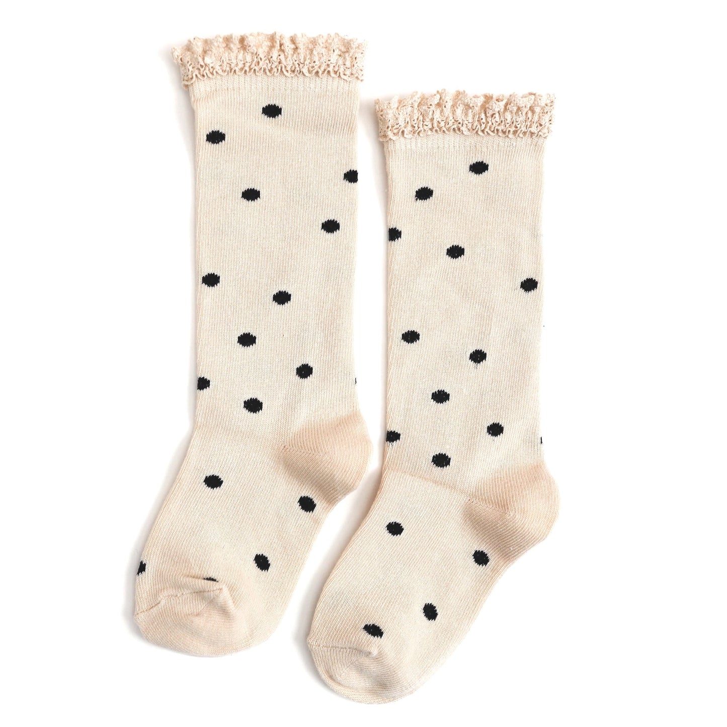 Vanilla Dot Lace Top Knee High Socks