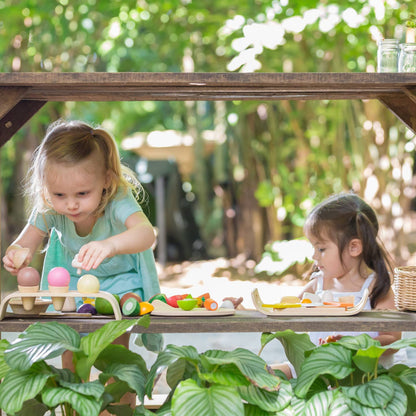 Assorted Fruits and Vegetables Tray Wood Toy Set