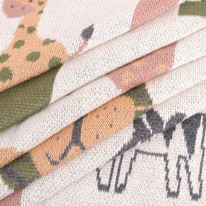 Alphabet Blue - Organic Jacquard Sweater Knit Baby Blanket