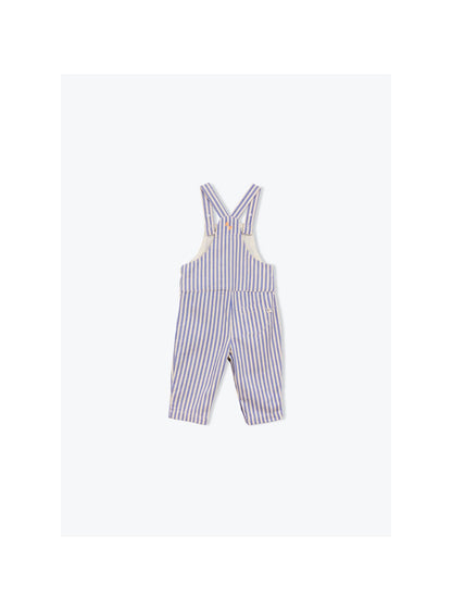 Baby Striped Overalls Cobalt