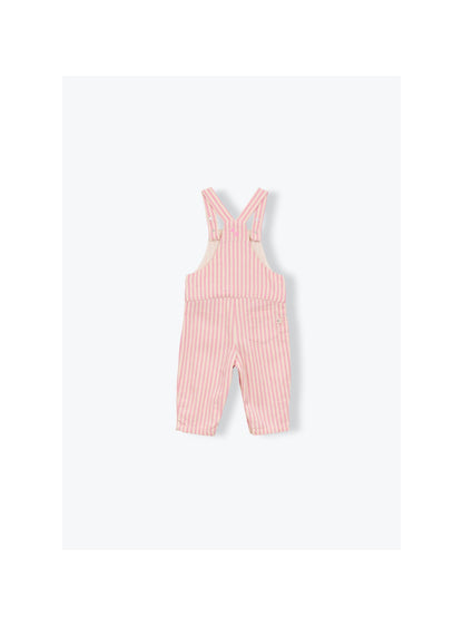 Baby Striped Overalls Rose Pink