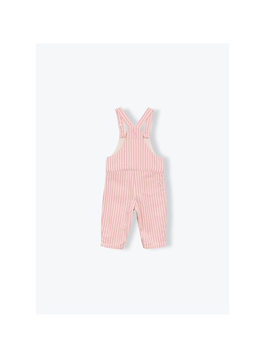 Baby Striped Overalls Rose Pink