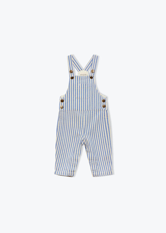 Baby Striped Overalls Cobalt