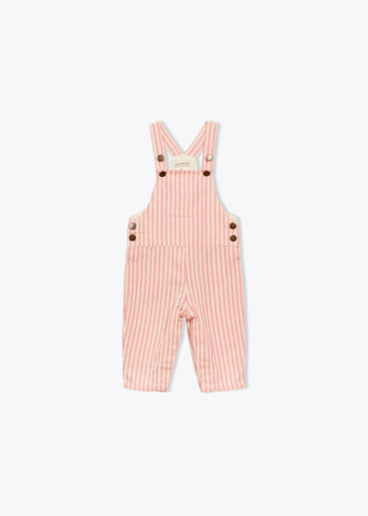 Baby Striped Overalls Rose Pink