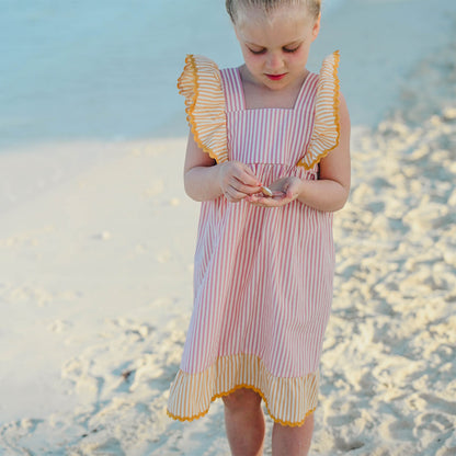 Cabana Amelia Ruffle Sleeve Dress- Faded Pink