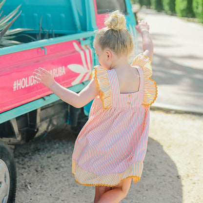 Cabana Amelia Ruffle Sleeve Dress- Faded Pink