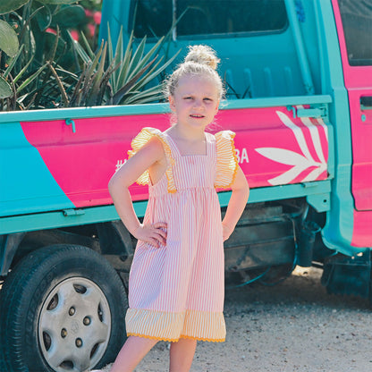 Cabana Amelia Ruffle Sleeve Dress- Faded Pink