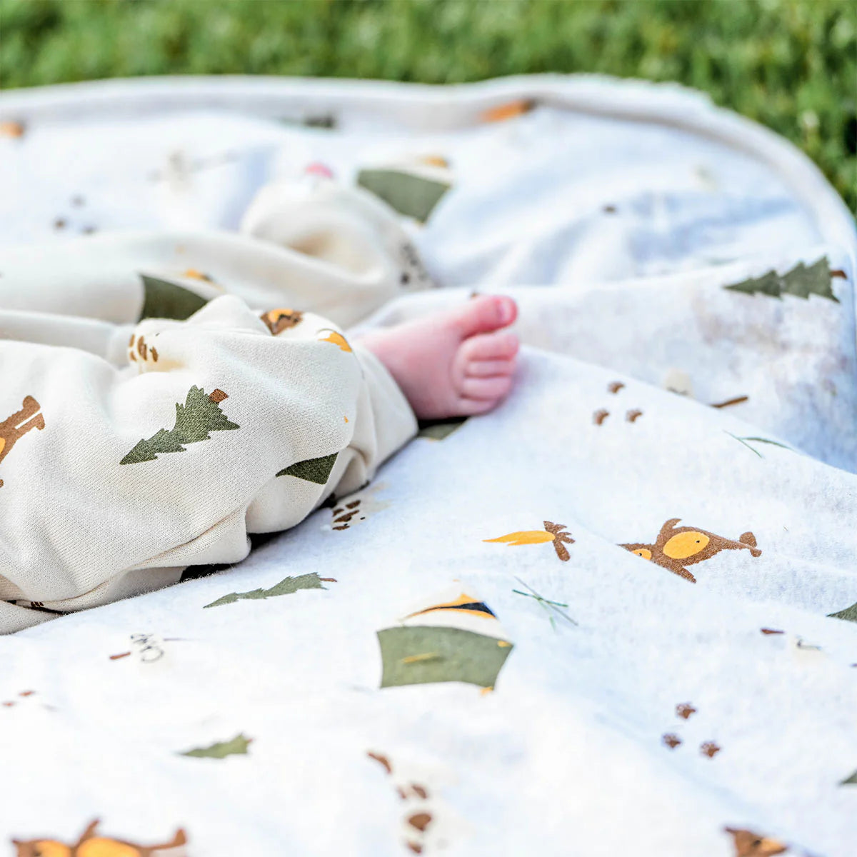 Camping Print Snowdrift Layette Blanket