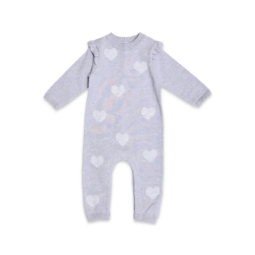 Lilac Hearts Jacquard Knit Baby Jumpsuit