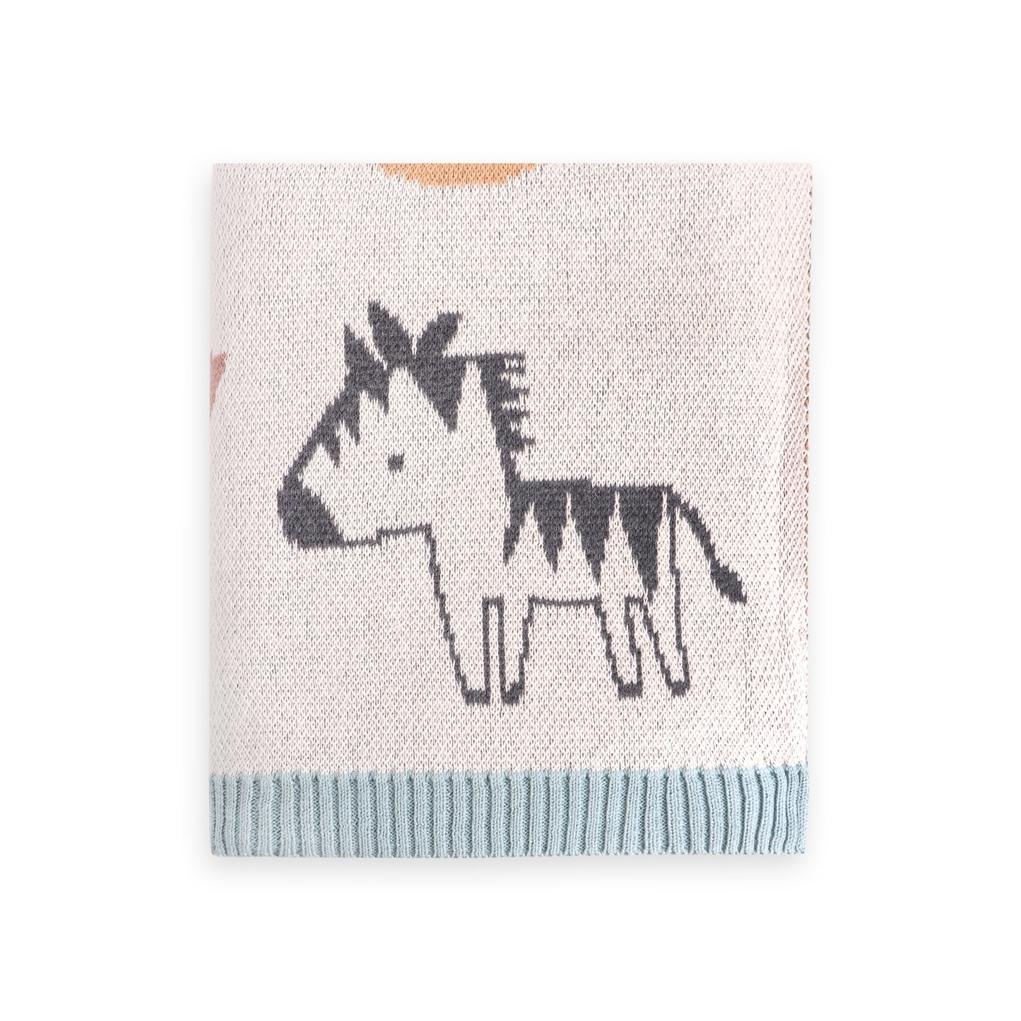 Alphabet Blue - Organic Jacquard Sweater Knit Baby Blanket