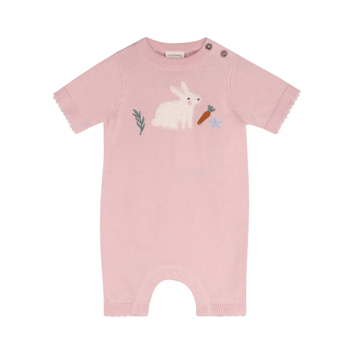 Furry Bunny Embroidered Baby Knit Romper
