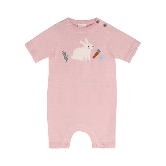 Furry Bunny Embroidered Baby Knit Romper