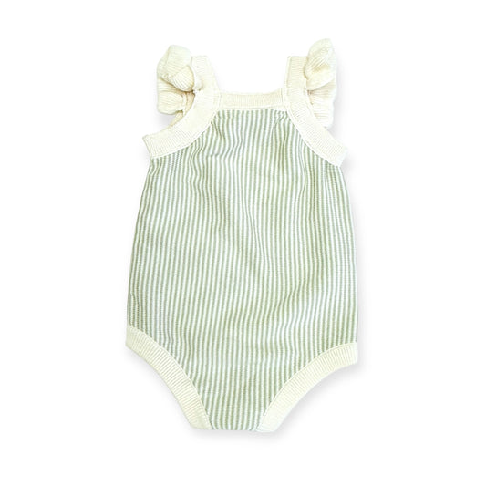 Cherry Stripe Embroidered Baby Ruffle Romper
