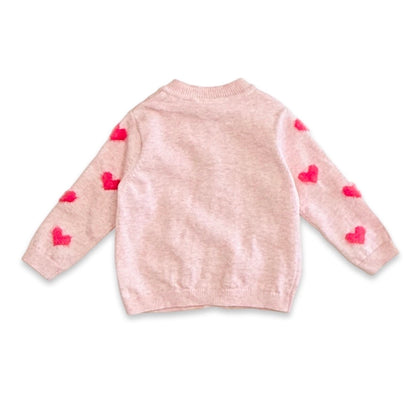 Fuzzy Hearts 3D Jacquard Knit Baby Cardigan