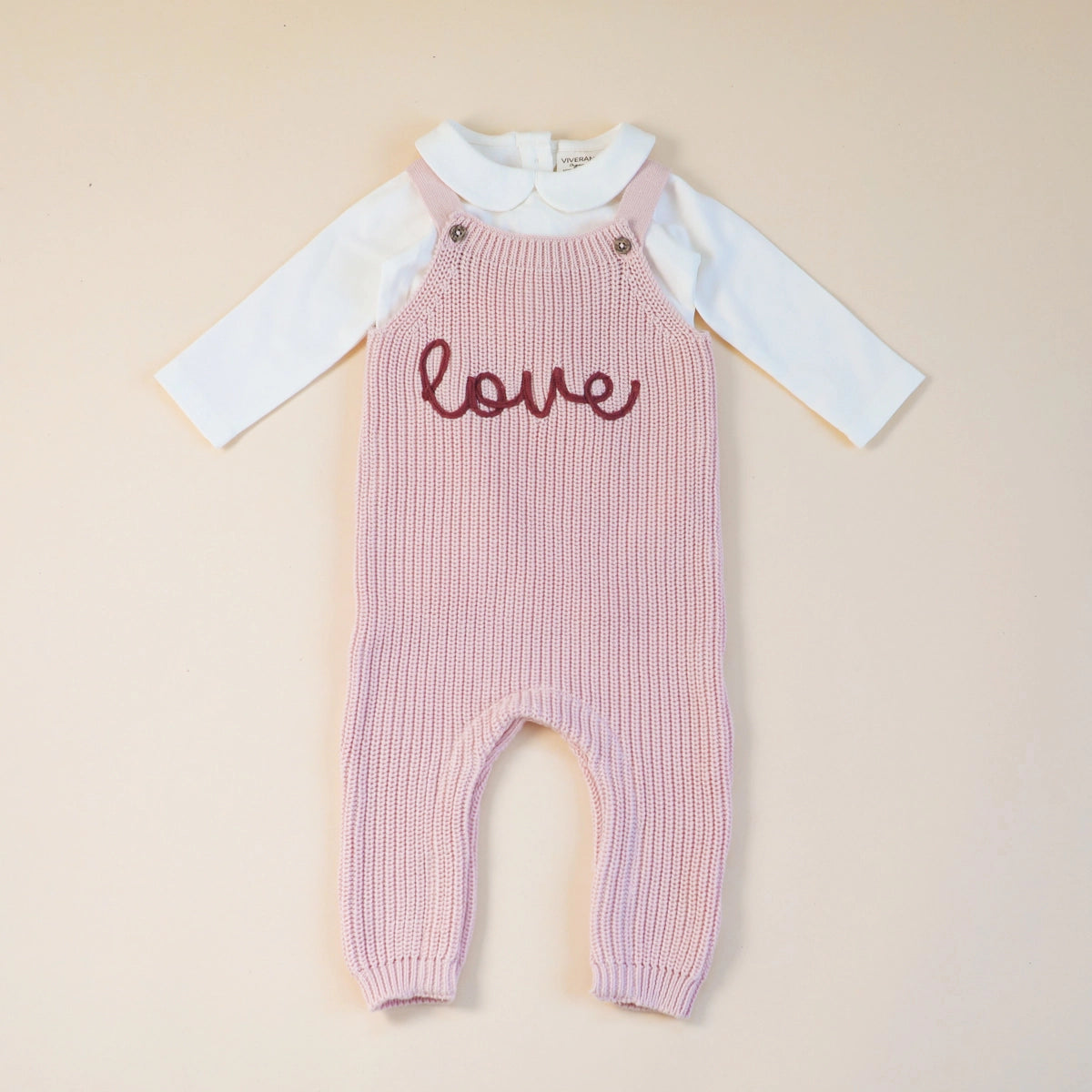 Love Embroidered Chunky Sweater Knit Baby Overall & Bodysuit