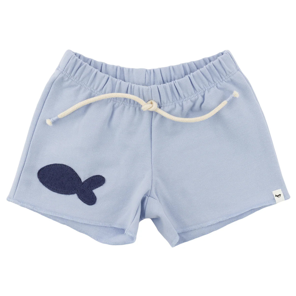 Charlie Roll-Edge Shorts - Fish Applique - Periwinkle