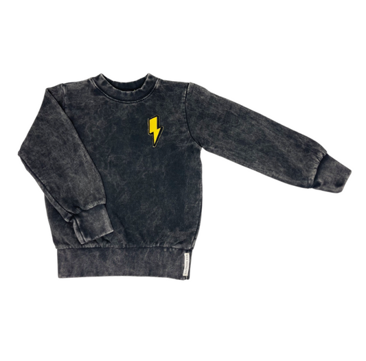 Thunderbolt Black Mineral Wash Sweatshirt