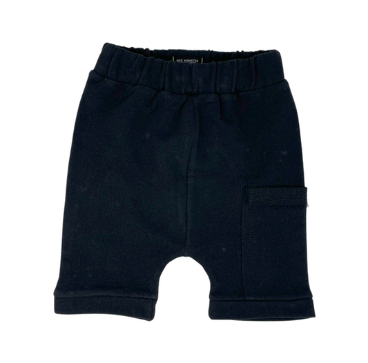 Black Mineral Wash Harem Shorts