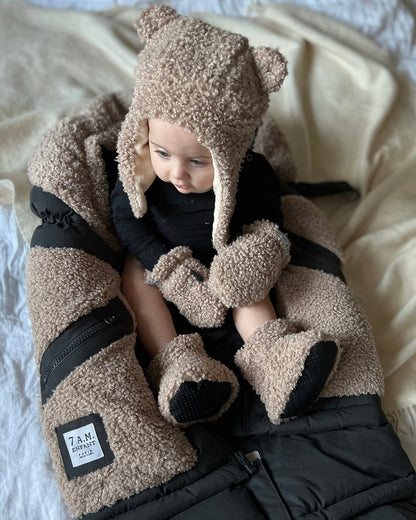 Teddy Cub Set Hat & Mittens Oatmeal