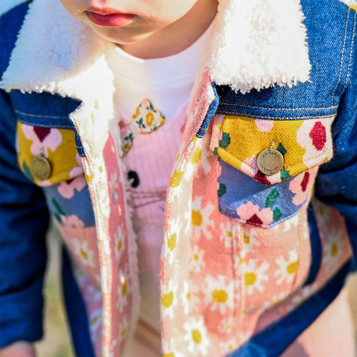 Quilted Heart Denim Jacket w/Cream Snowdrift