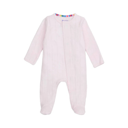 Pointelle Magnetic Footie - Love Lines Pink